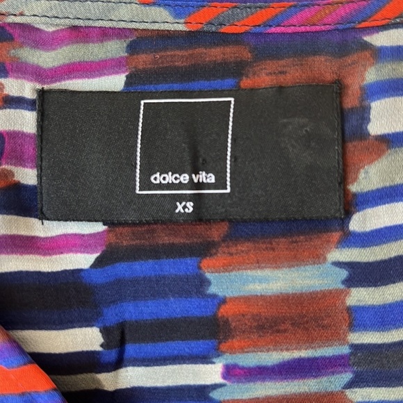Dolce Vita Multicolor Brush Stroke Print‎ Silk Blouse - Picture 8 of 11